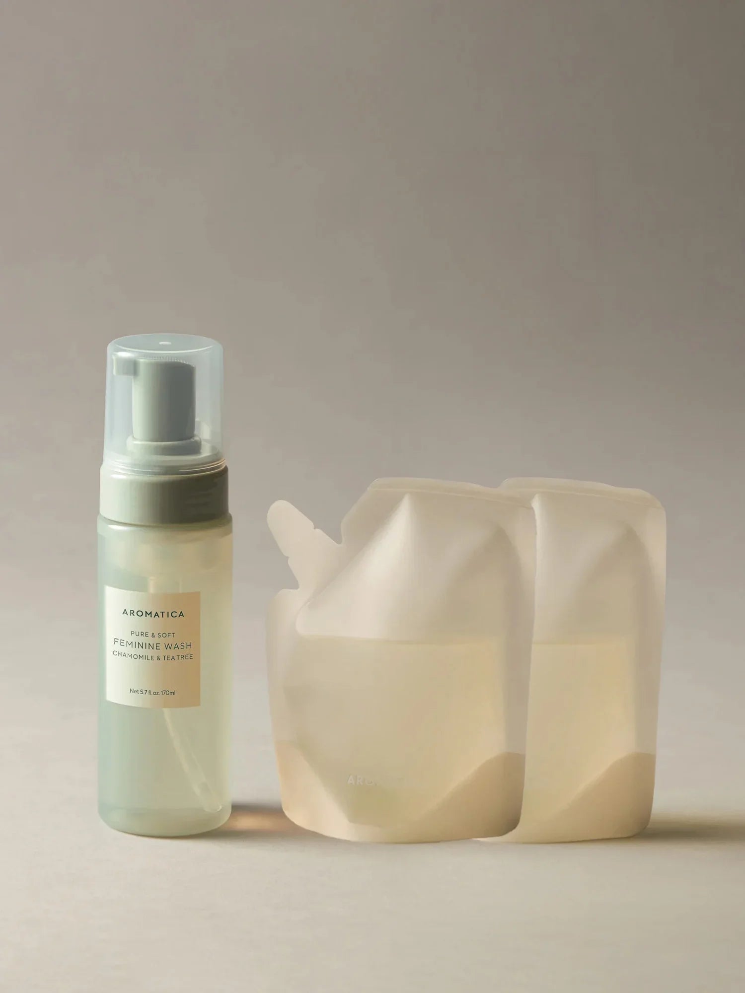 Pure & Soft Feminine Wash Chamomile & Tea Tree 170ml & Refill 100ml x2