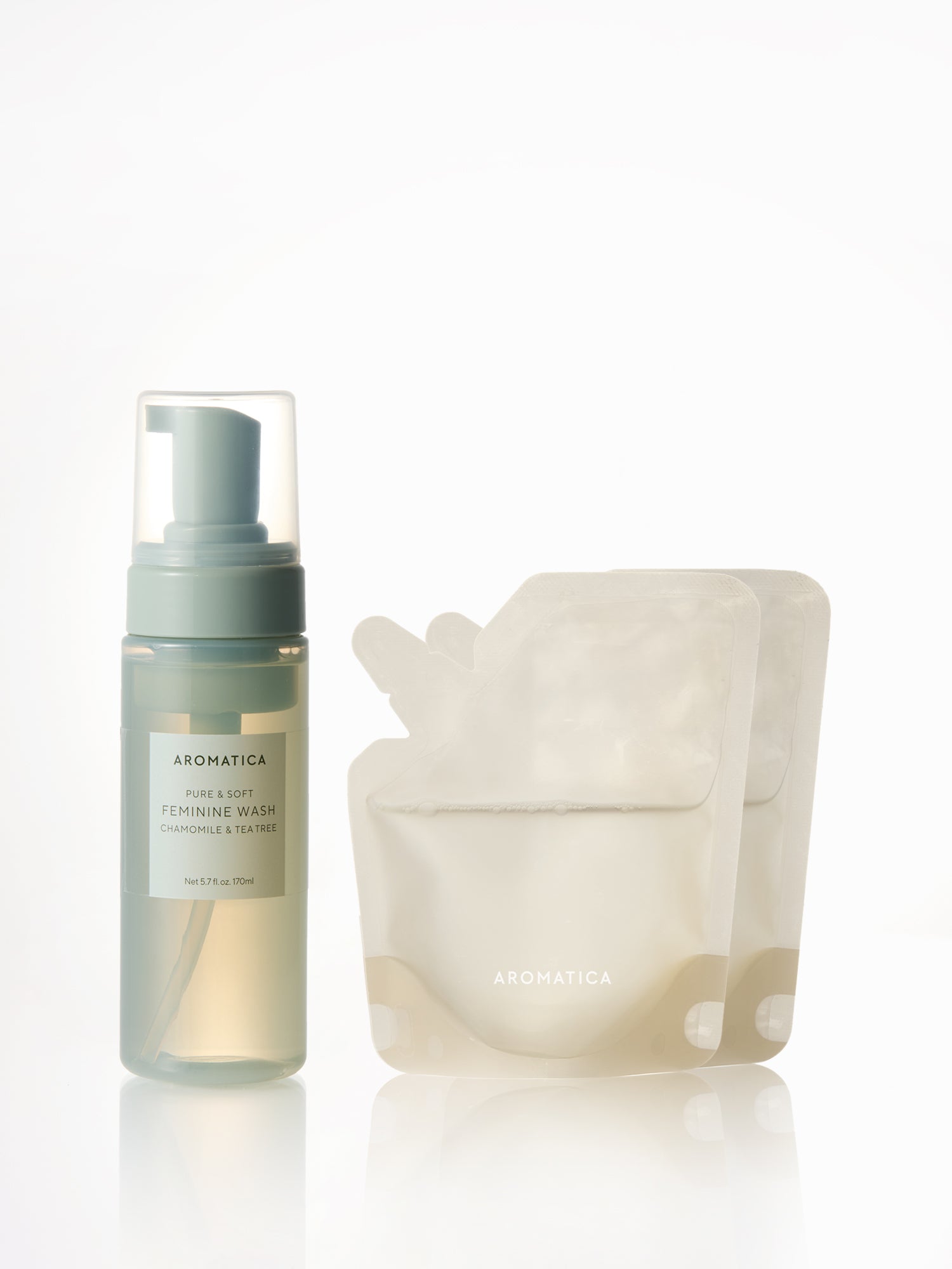 Pure & Soft Feminine Wash Chamomile & Tea Tree 170ml & Refill 100ml x2